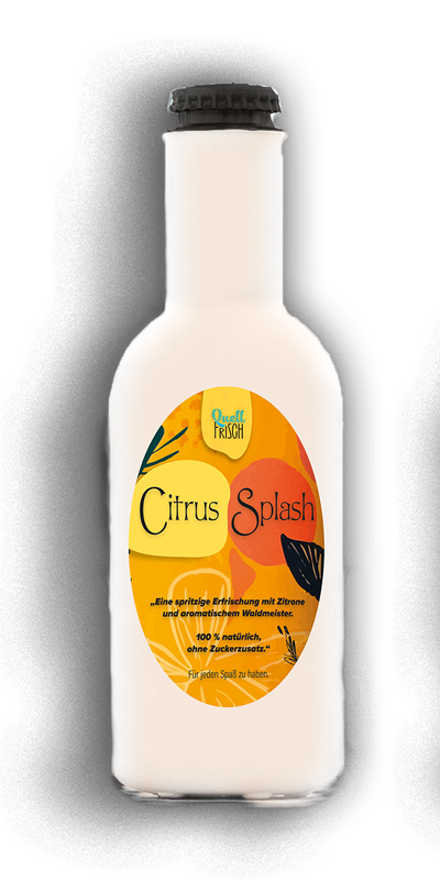 QuellFrisch Citrus Splash – Flasche mit illustriertem Etikett