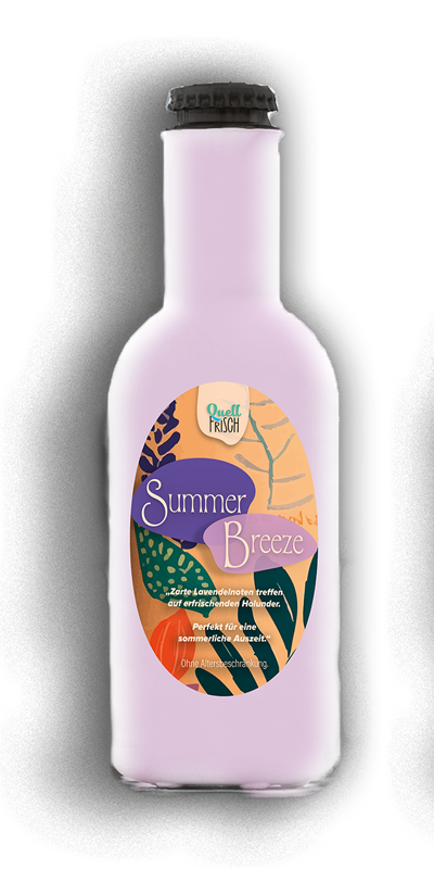 QuellFrisch Summer Breeze – Flasche mit illustriertem Etikett